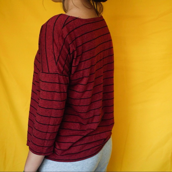 Forever 21 Maroon And Black Striped Tee - Picture 6 of 8